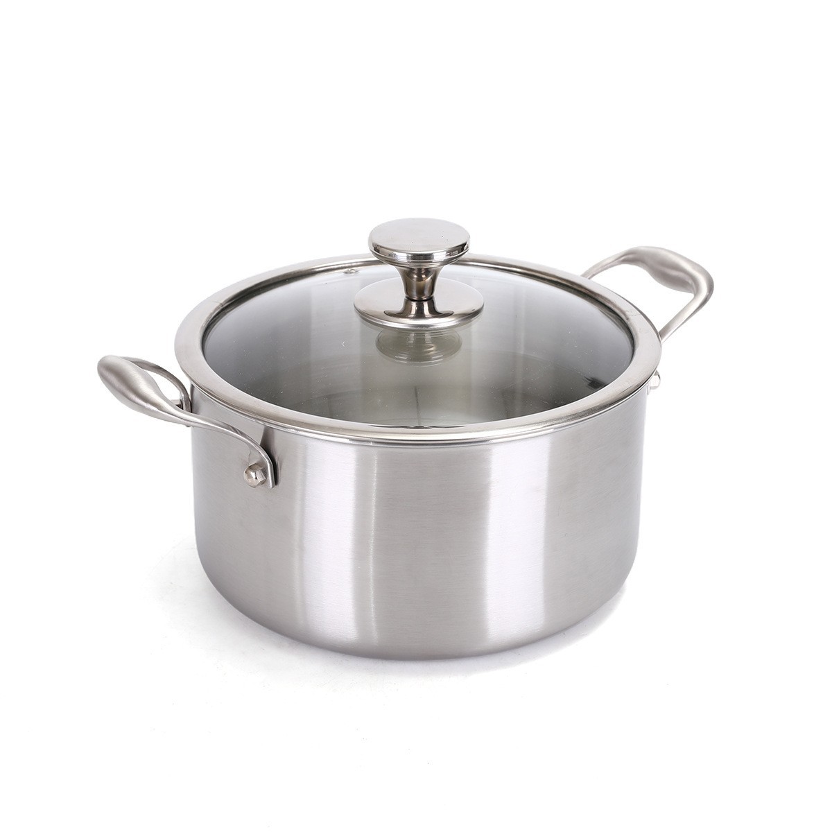 No coating large capacity steaming 24cm double ear soup pot kitchen stewing thickened deepened antibacterial titanium soup pot