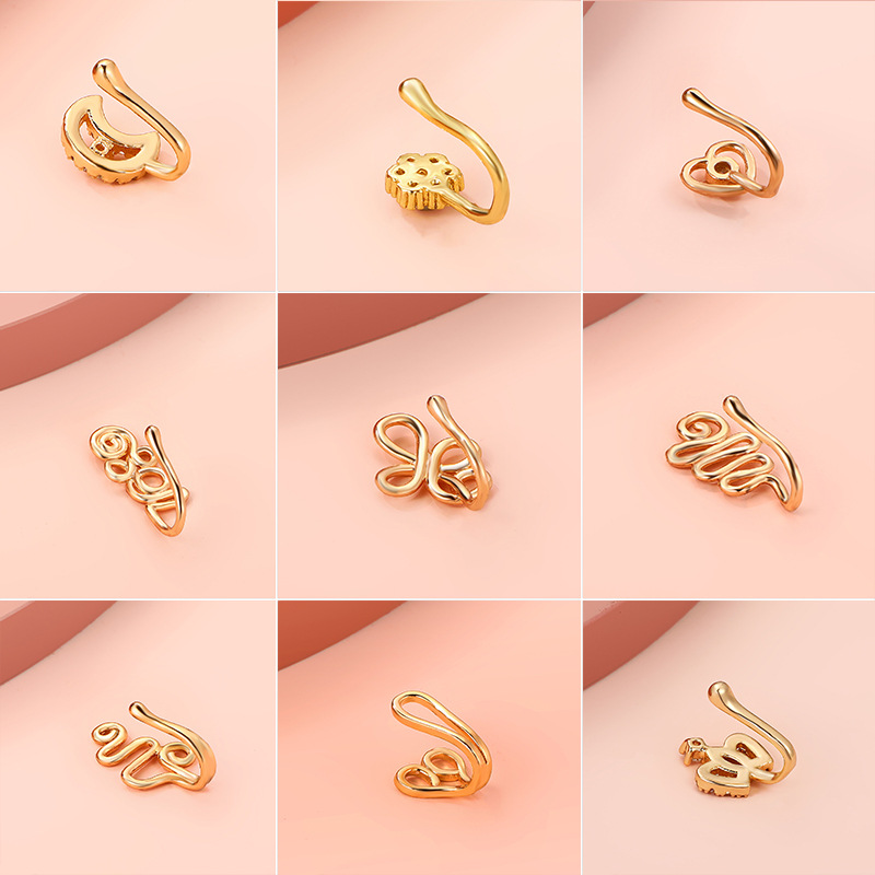 Non-Piercing Nose Clip Copper Set Zircon U-Shaped Star Love Crown Nose Ring No Piercing Nose Ornament Piercing Decor