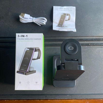 S90 15W Fast Charging 3-in-1 Vertical Foldable Stand for Apple Android Phone Wireless Charger