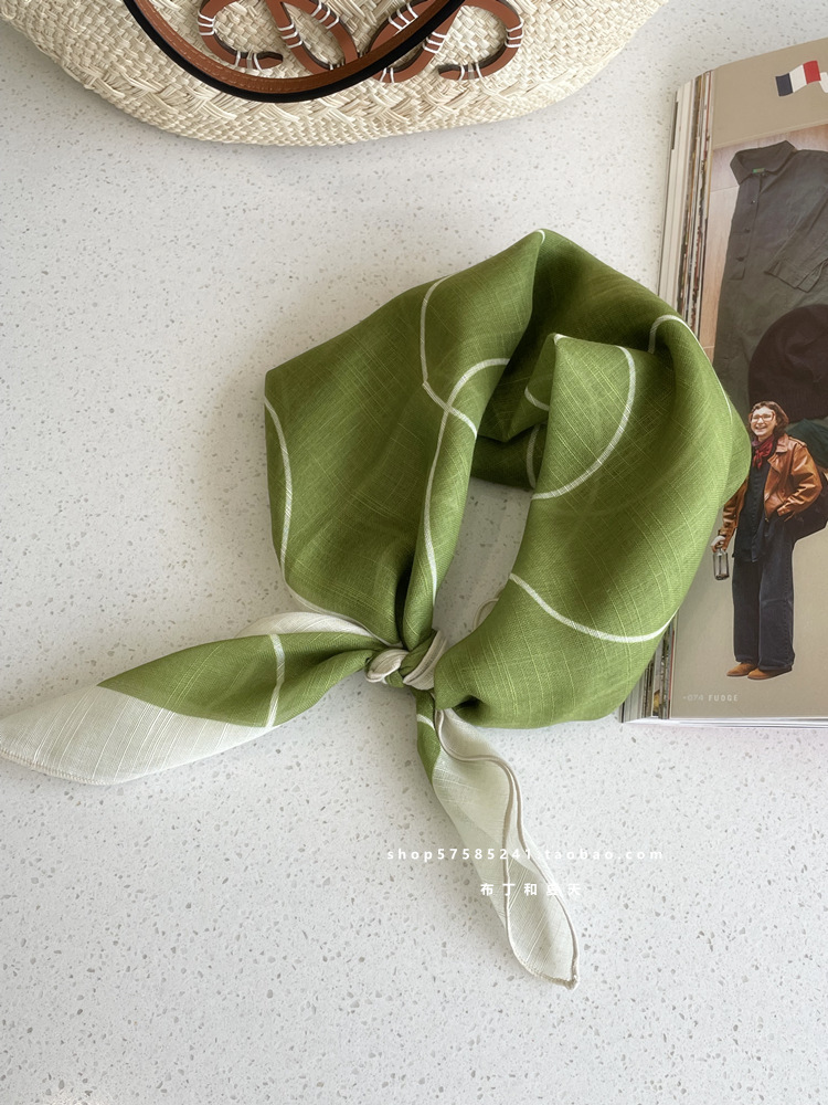 Cotton-linen square scarf collection ~ super many floral and polka dot neck scarf, forest style headscarf, hairband, bag for women