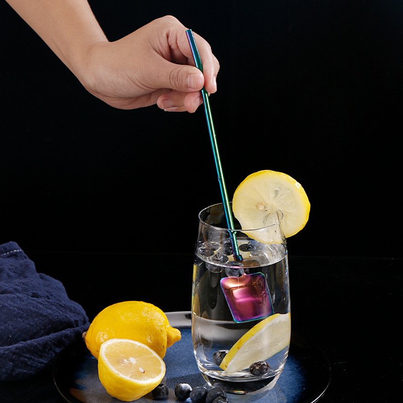 304 stainless steel straw spoon threaded watermelon spoon shovel straw spoon beverage coffee stirring spoon dessert spoon