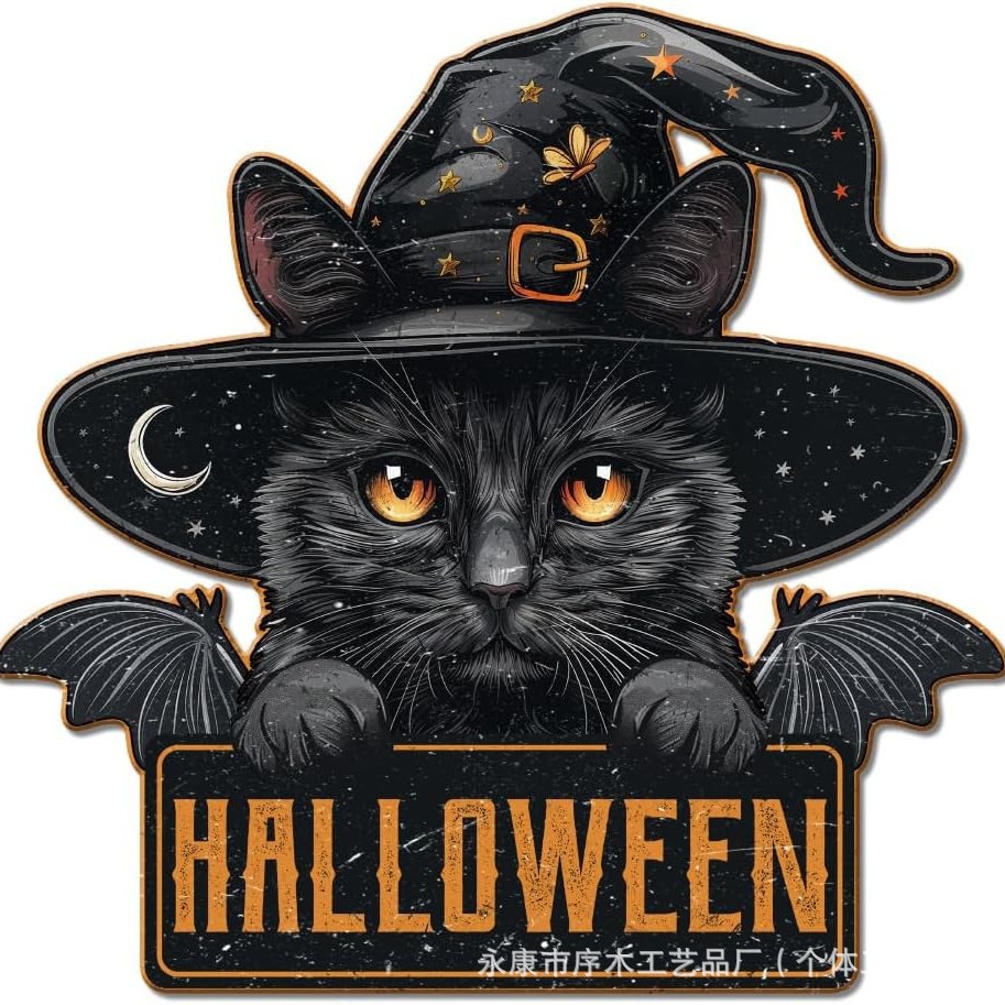 40*40*0.5 · 万圣节搞怪猫咪木质挂牌22
