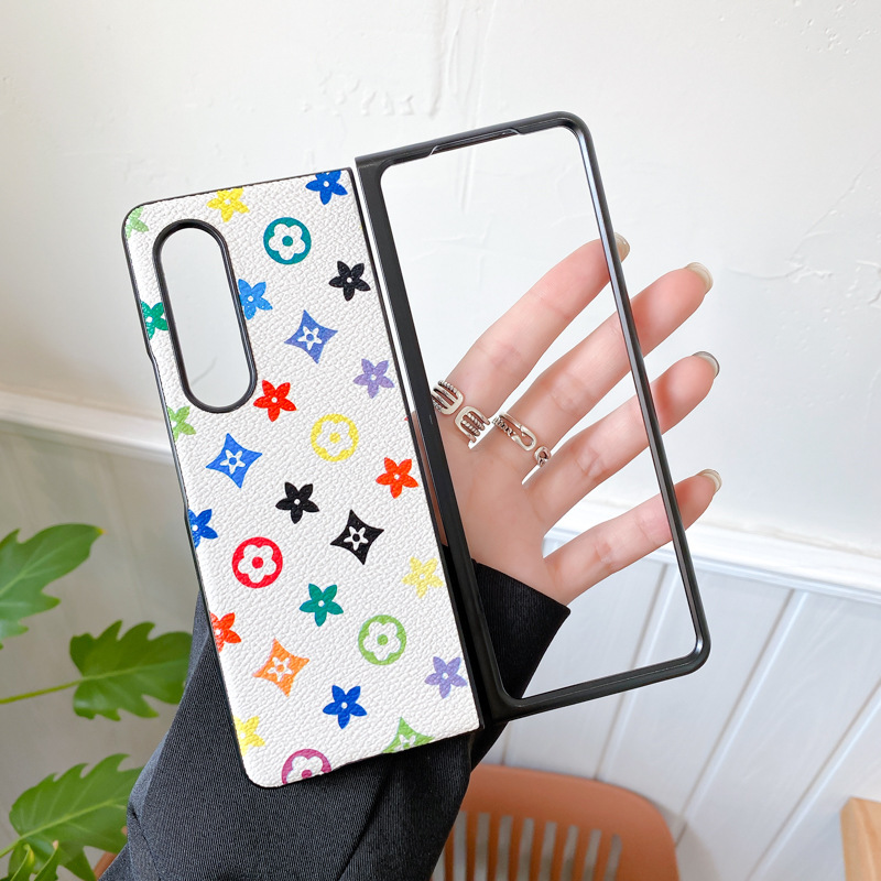 Applicable Samsung Z Fold 3 phone case Z Flip 3 protective case fabric pattern W21 leather case full wrap folding screen Flod case