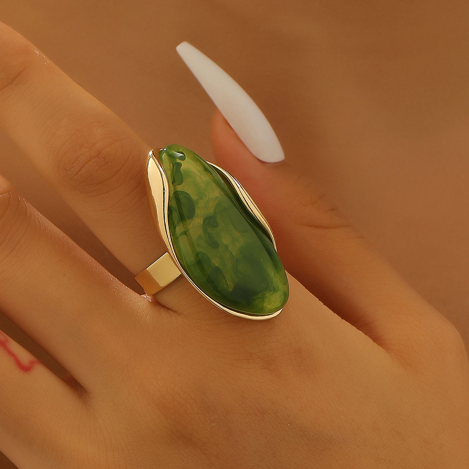 Irregular Morandi Style Resin Alloy Earrings Women Coffee Color Stud Earrings Ear Decor Ring