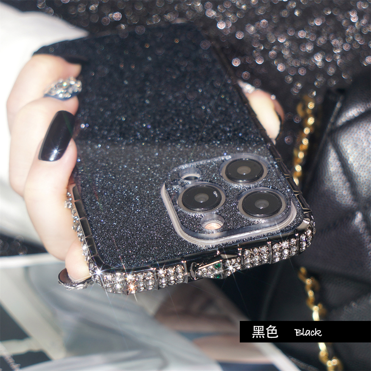Rhinestone Sparkle Case for iPhone 16 Pro Max with Diamond Metal Frame iPhone 15/14 Luxury Diamond Case for Women
