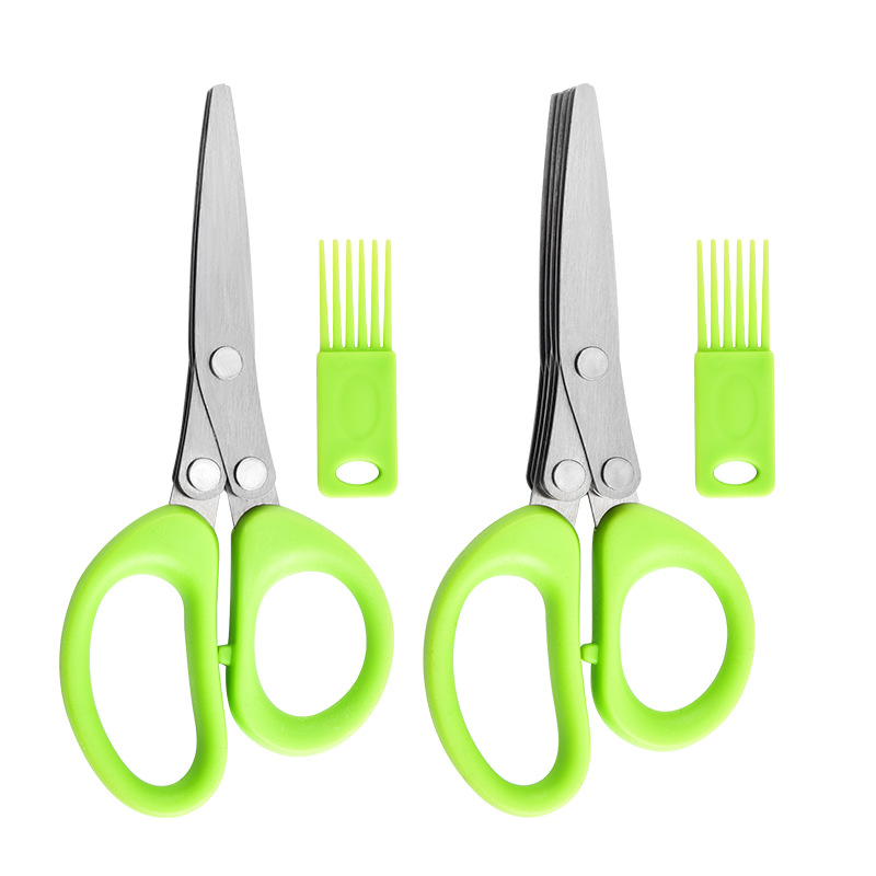 Kitchen Scissors Stainless Steel Multi-layer Multifunctional Chive Scissors Three Five Layers Baby Food Scissors Home Vegetable Scissors