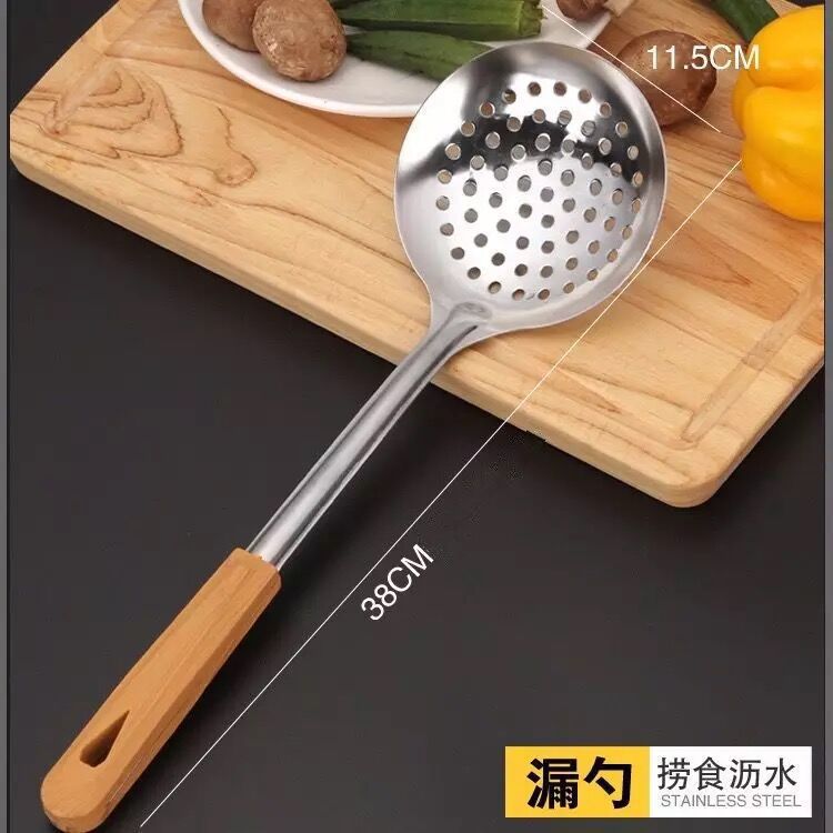 Stainless steel kitchen utensil set, non-scalding spoon, full set household spoon, stir-fry spatula, kitchen spatula, slotted spoon, soup spoon