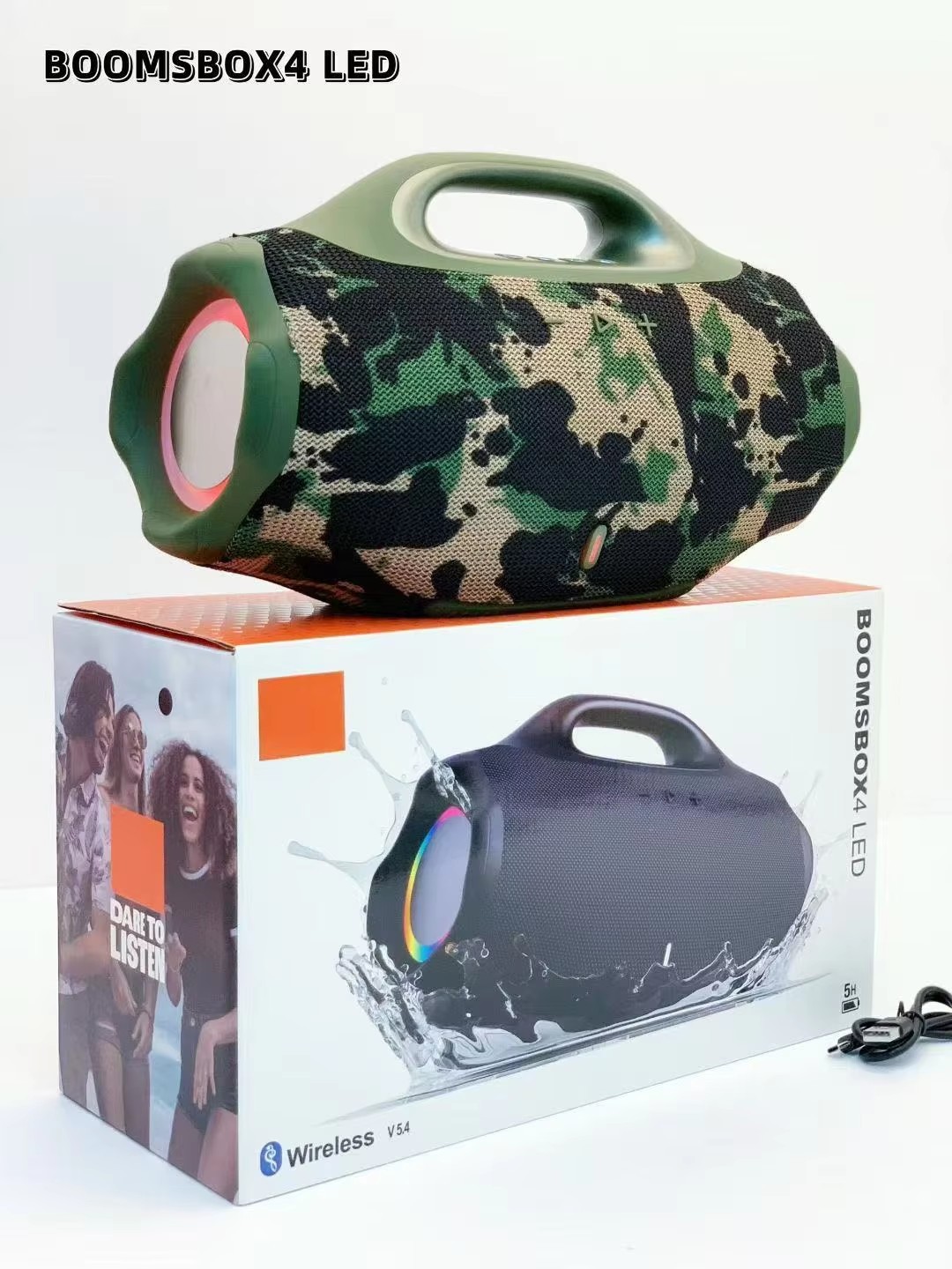 40W LED BOOMBOX4 Big War God 4 LED Light Wireless Bluetooth Speaker Outdoor Portable Customizable