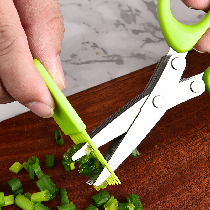 Kitchen Scissors Stainless Steel Multi-layer Multifunctional Chive Scissors Three Five Layers Baby Food Scissors Home Vegetable Scissors