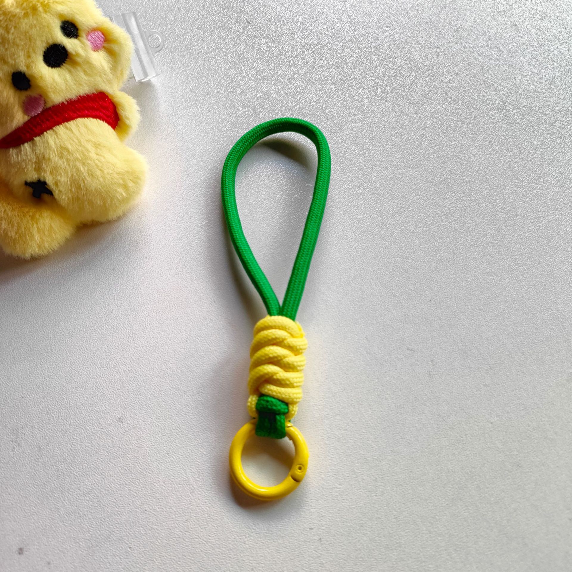 Color-block knot short woven phone lanyard keychain detachable anti-loss hanging rope 12CM