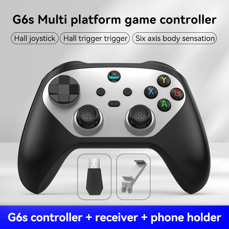 G6S Wireless Bluetooth Game Controller Dual Hall Six-Axis Auto Fire Macro Back Buttons Switch Android iOS Computer Controller