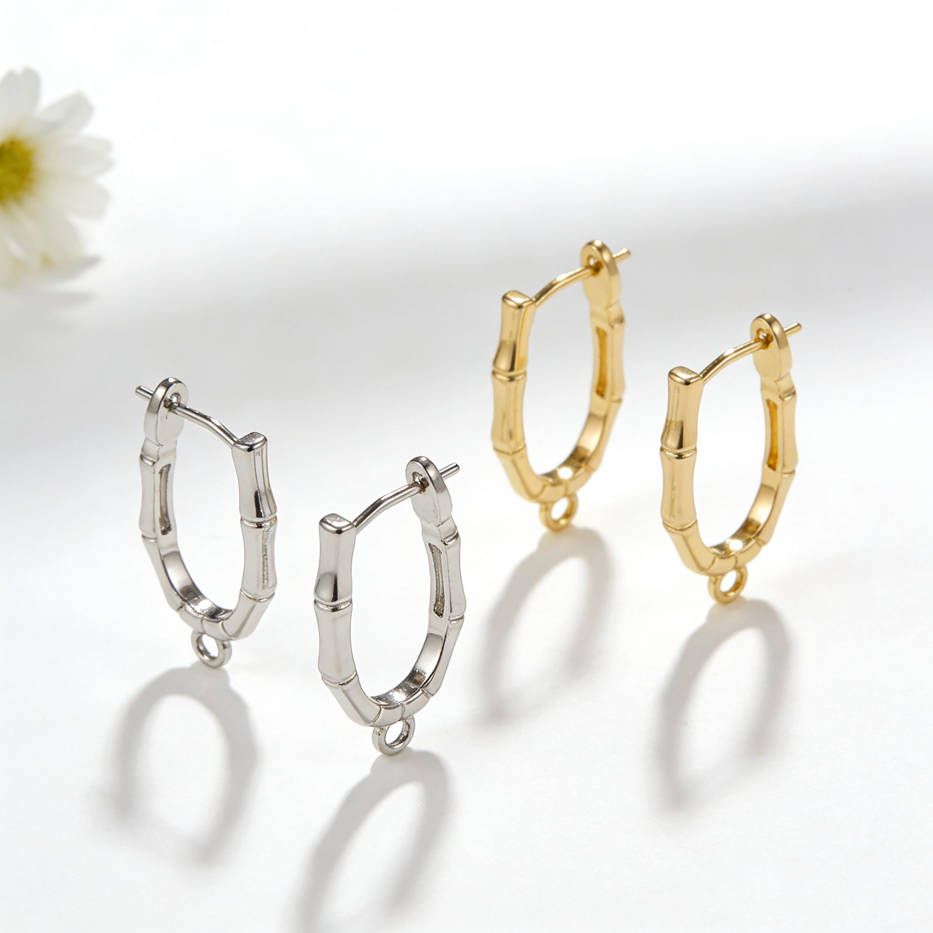 U-shaped bamboo knot ear clip earring hooks jewelry oval earring hoop earring DIY earring pendant accessories materials