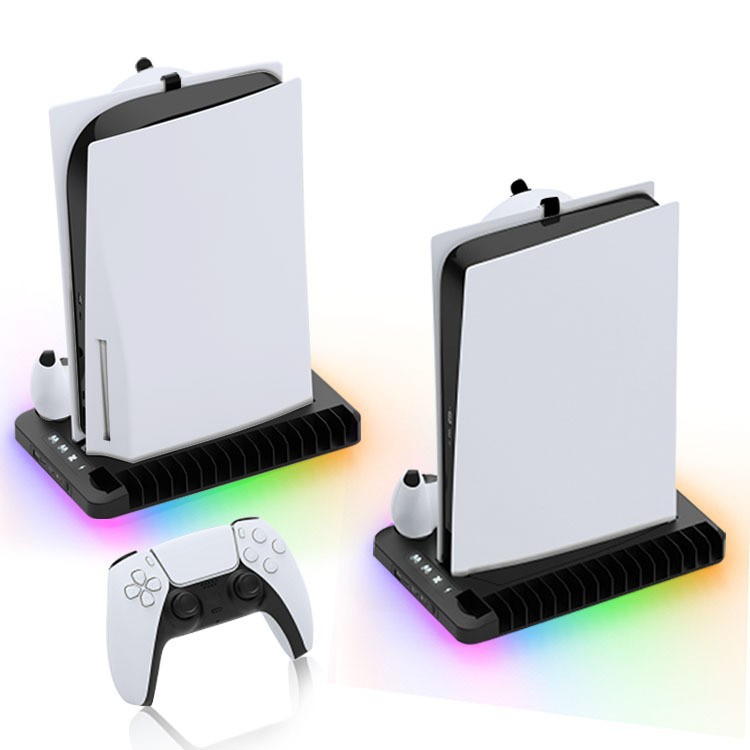 PS5 Slim Multi-Function Charging Cooling Base RGB Light Disc/Digital Version Universal with Headphone Hook