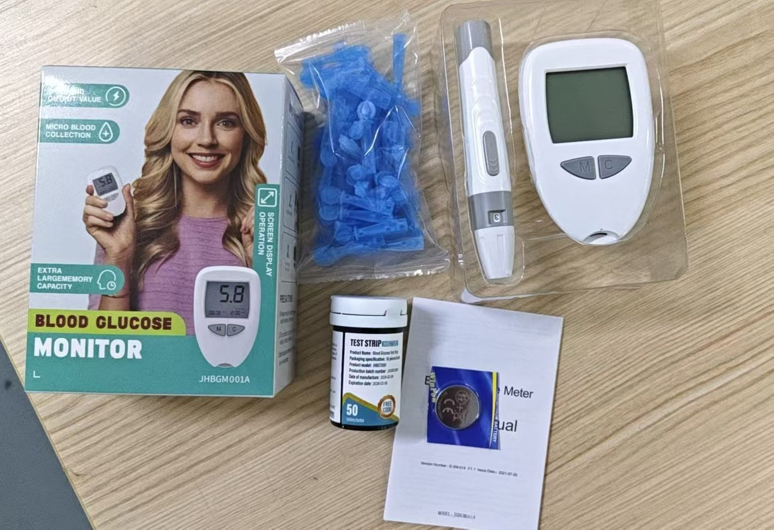 Glucose Meter Blood Glucose Meter Full English Export Home Test Strips Blood Glucose Test Kit Complete Set