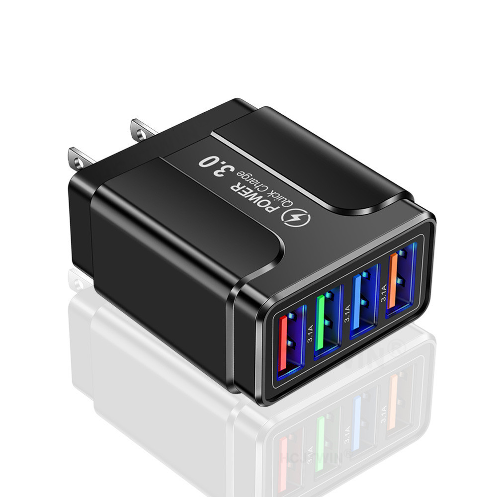 Glowing Multi-Port 3.1A Butterfly 4USB Phone Charger Travel Charger Charging Head US EU UK Charger