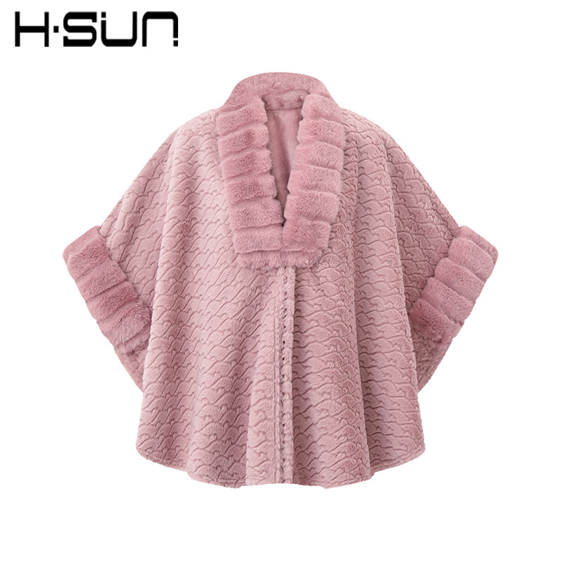 2026 New Faux Fur Rabbit Fur Scarf Women's Knit Cape Small Jacket Women's Autumn and Winter Loose New