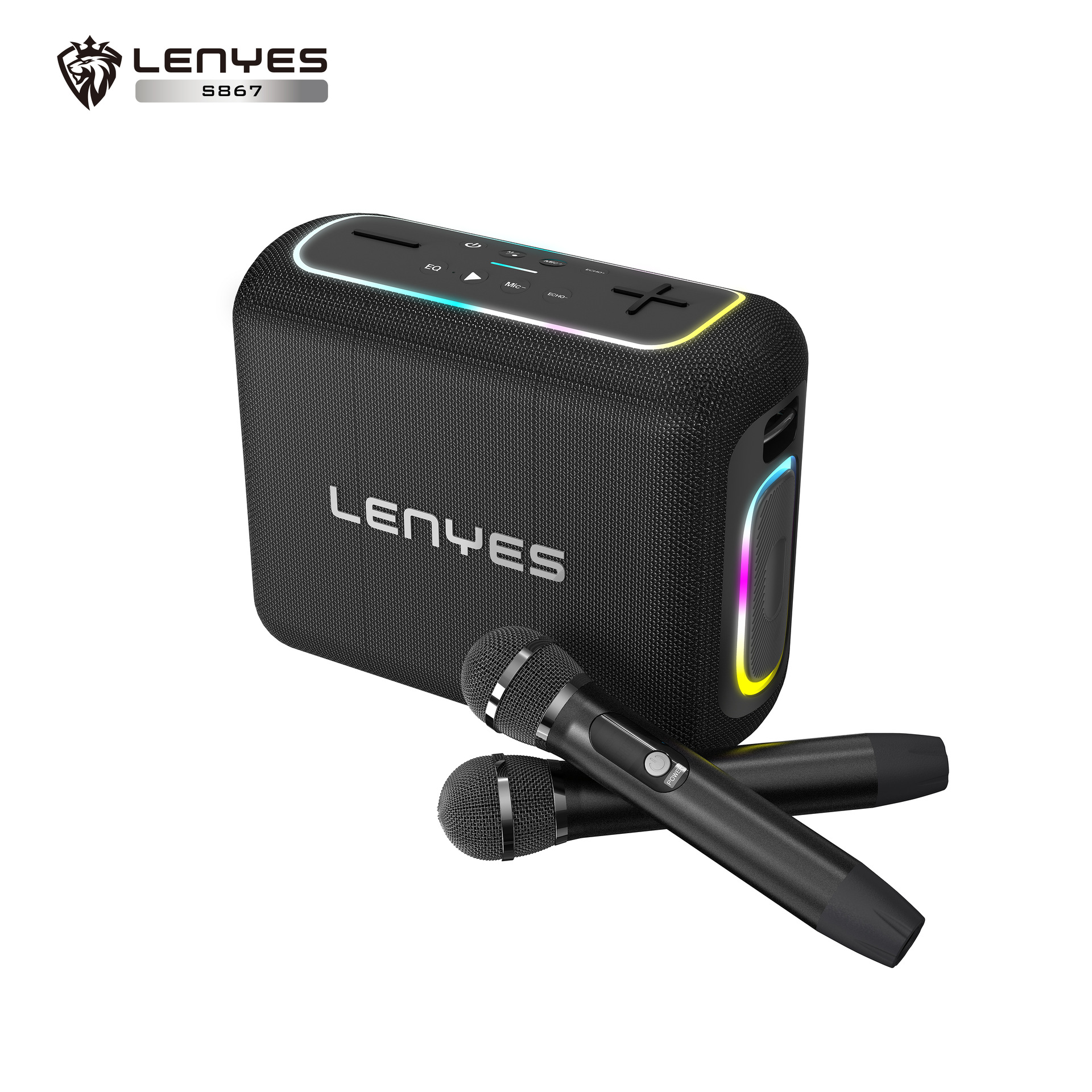LENYES Cold Lion Wireless Bluetooth Speaker RGB Atmosphere Light 200W High Power Hi-Fi Portable Outdoor K Song
