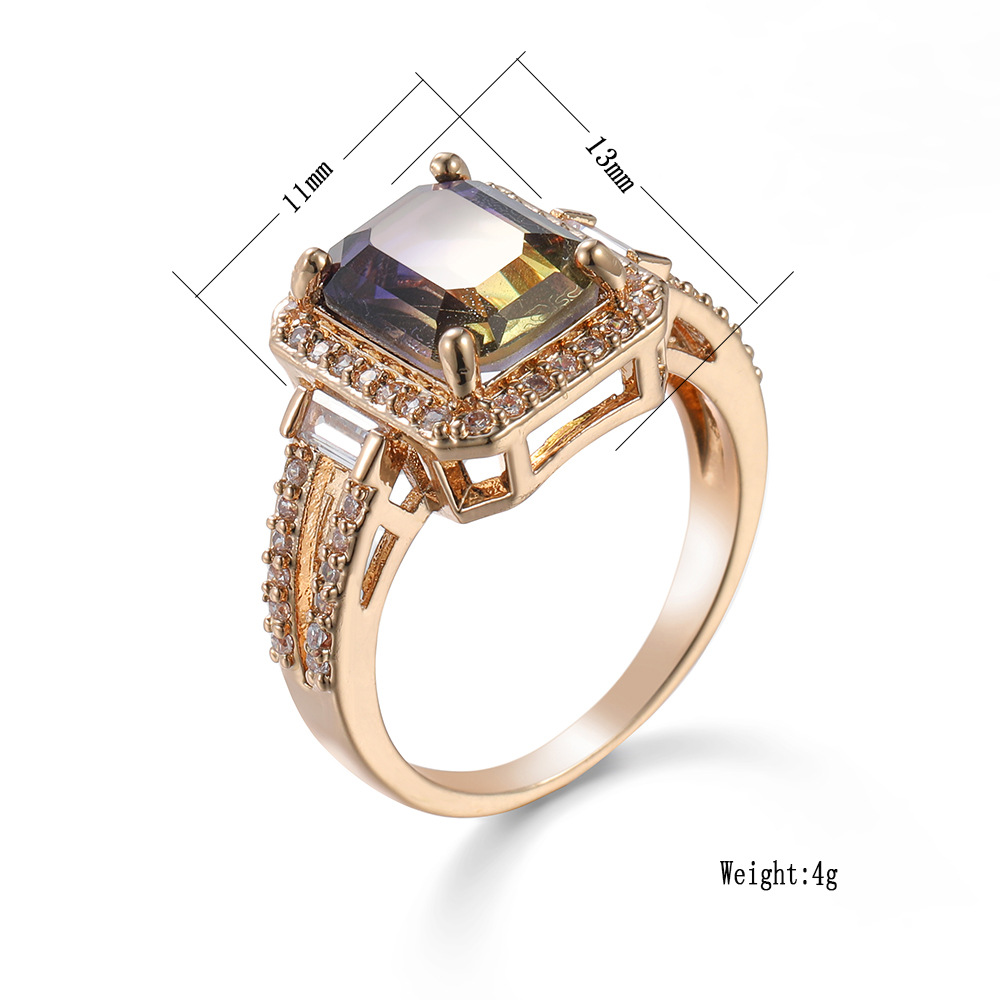 Independent Station Ring Couple Tourmaline Color Ring Men's and Women's Black Zircon Jewelry