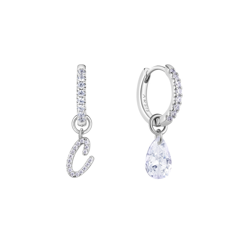 Exclusive Initial Letter Earrings AB Stud Earrings Original Design Ear Accessories