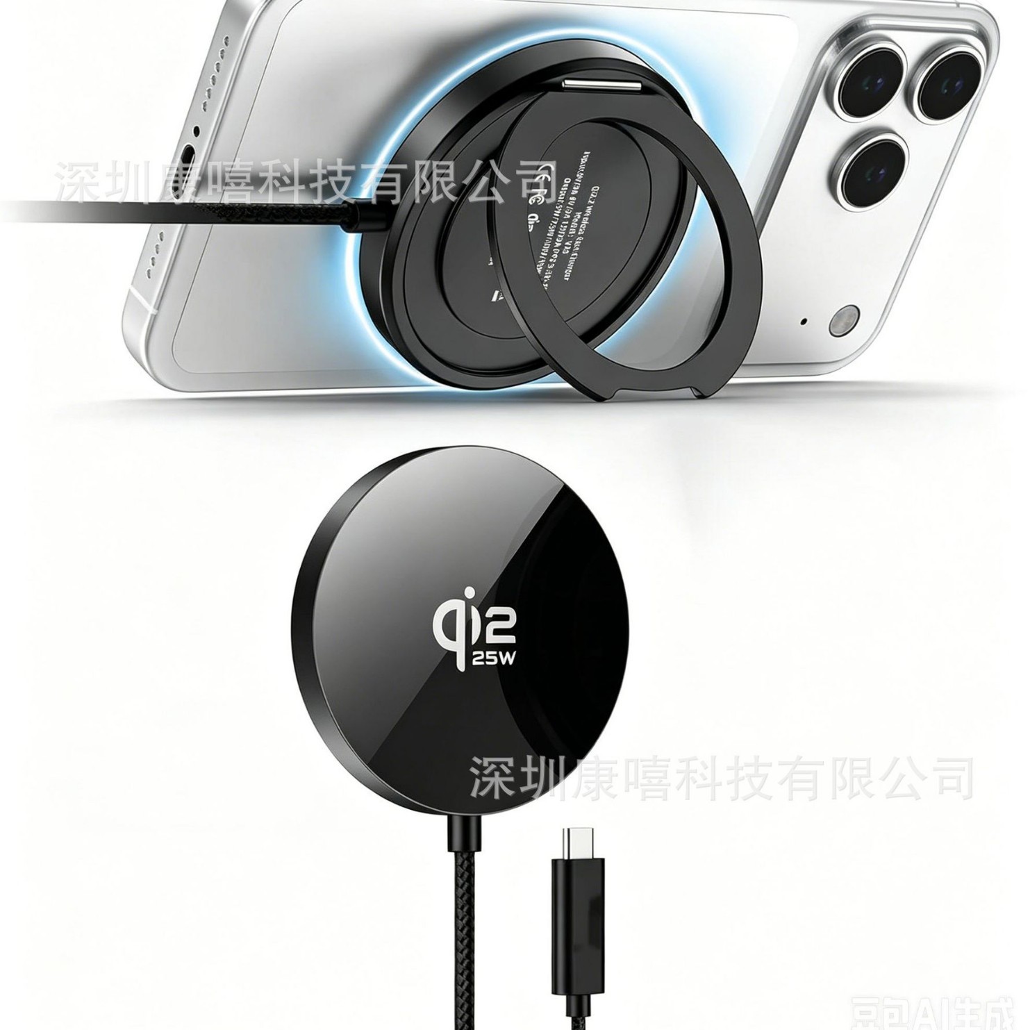 25W Stand Magnetic Wireless Fast Charger Qi2.2 Compatible with Samsung Google Apple Phone Portable Charger