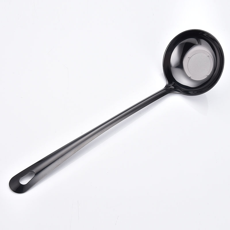 Stainless Steel Soup Spoon Home Kitchen Serving Spoon Beef Hot Pot Oil Residue Strainer Long-Handle Seasoning Large Spoon