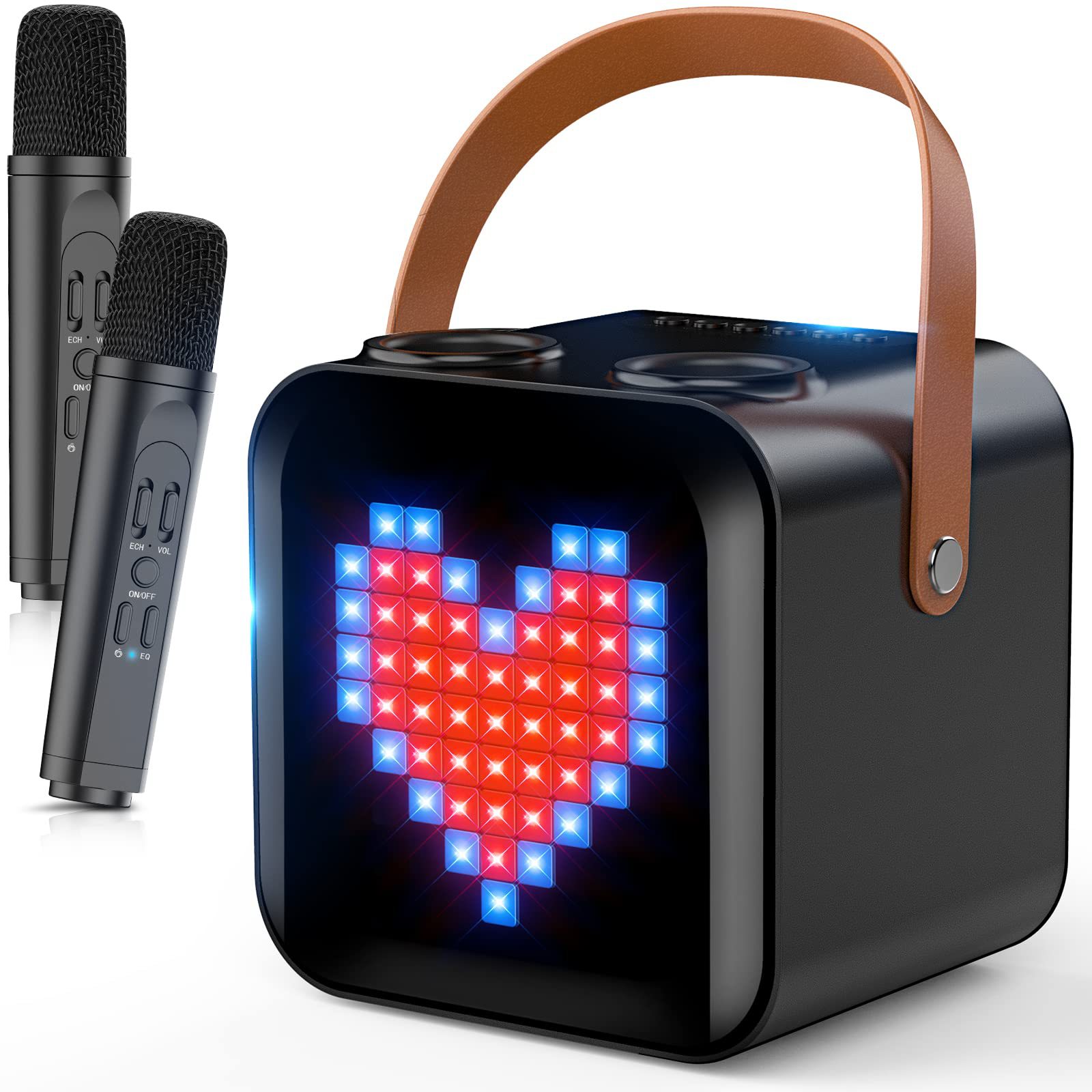 SP100 Colorful LED Light Bluetooth Speaker Wireless Dual Microphone K-Song All-in-One Square Dance Outdoor Portable
