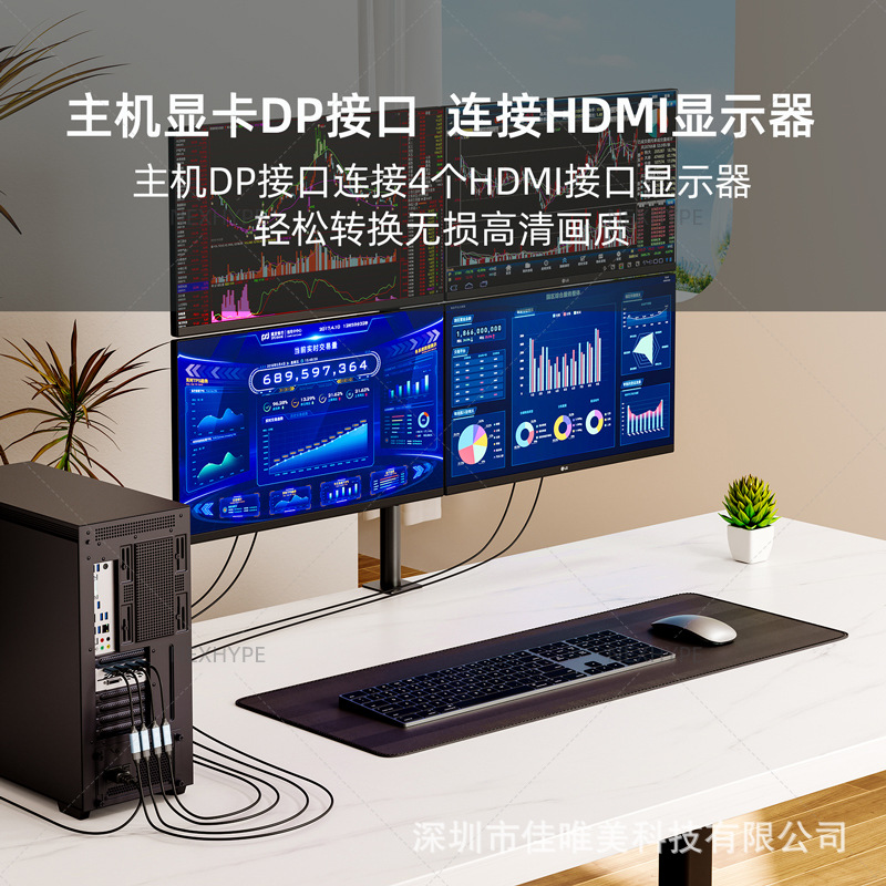 DP to HDMI adapter 8K DP male to female cable DP to HDMI female DP-HDMI active converter adapter