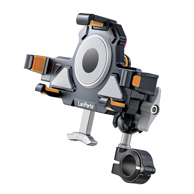 Motorcycle Phone Mount 360° Adjustable Wireless Charging Riding Bracket Shockproof Aluminum Alloy Riding Phone Mount