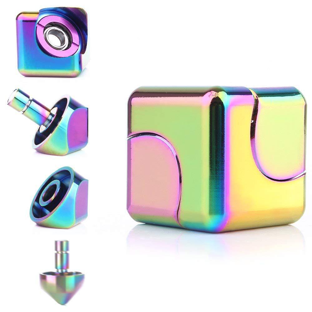 Colorful Metal Cube Finger Spinner Rotatable Detachable Finger Cube Leisure Pastime Toy Gift