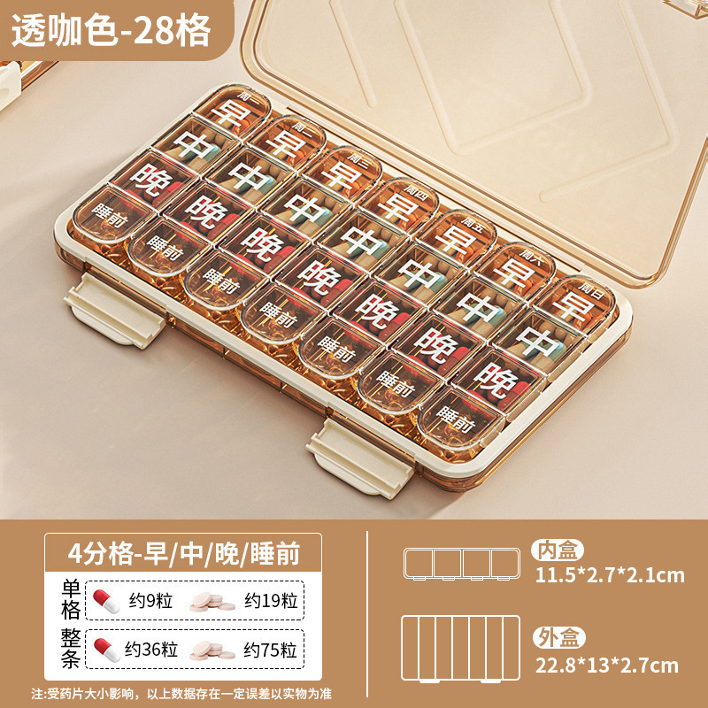 Large Print Weekly Pill Box for Elderly 7-Day Portable Pill Organizer Divided Storage Box Anti-Three-Meal Pill Dispenser