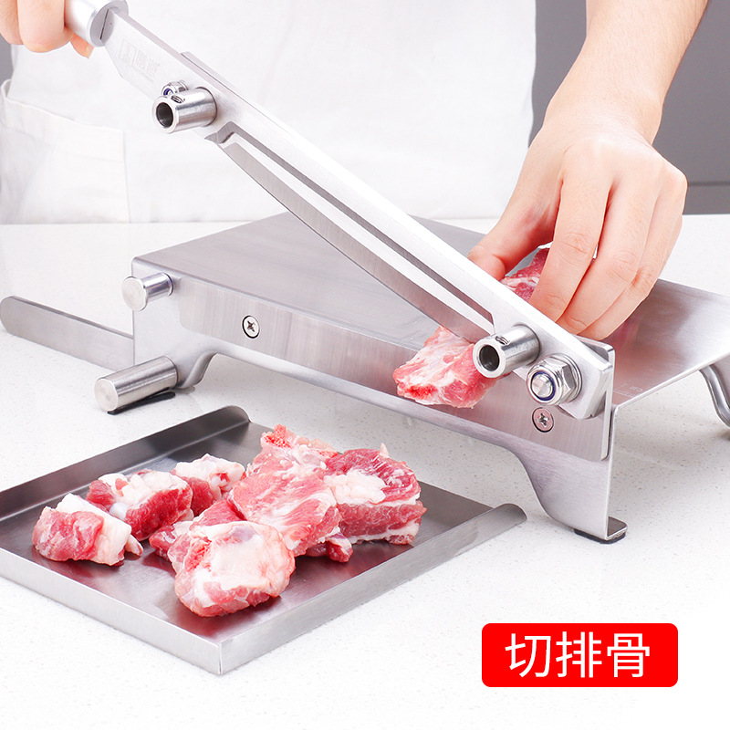 Shandao Stainless Steel Slicing Guillotine, Slicer for Household Cutting Ribs, Chicken, Beef, Mutton Rolls, Chinese Herbal Medicine, Rice Cake