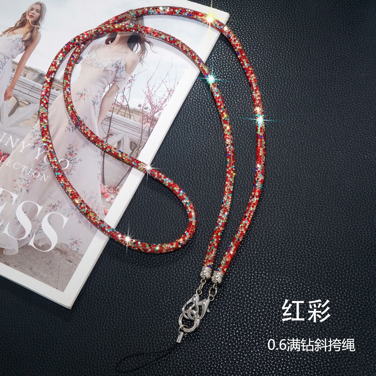 0.6cm Rhinestone Crossbody Chain Luxury Full Diamond Phone Lanyard Camera Strap Detachable Bag Strap