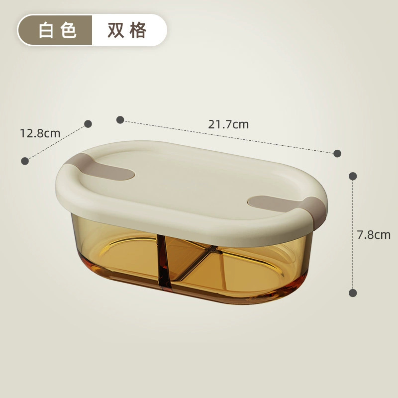 Glass lunch box, microwave-safe, student and office worker meal container, fresh-keeping box, partitioned sealed bento bowl