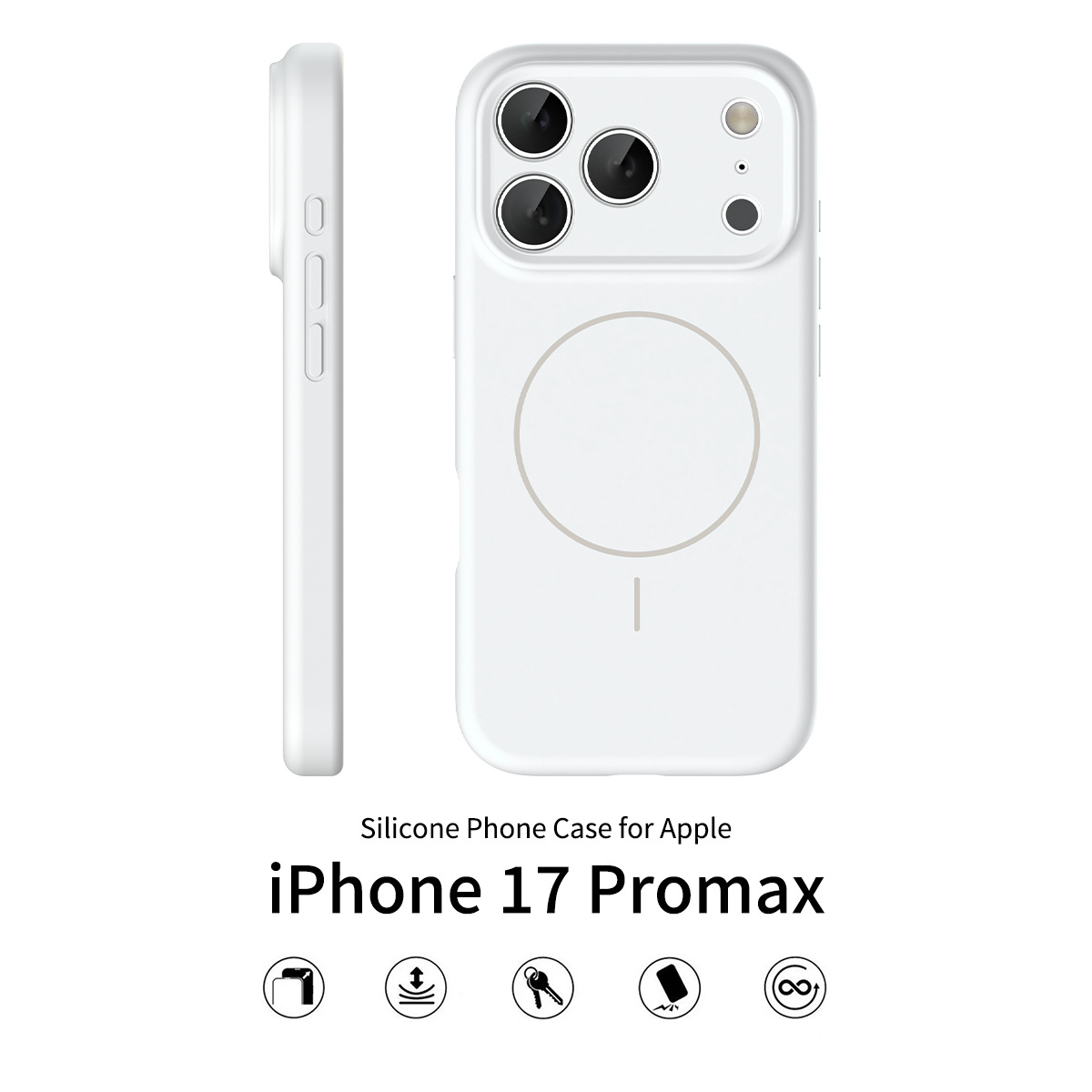Silicone case for iPhone 17 Pro Max solid color anti-falling