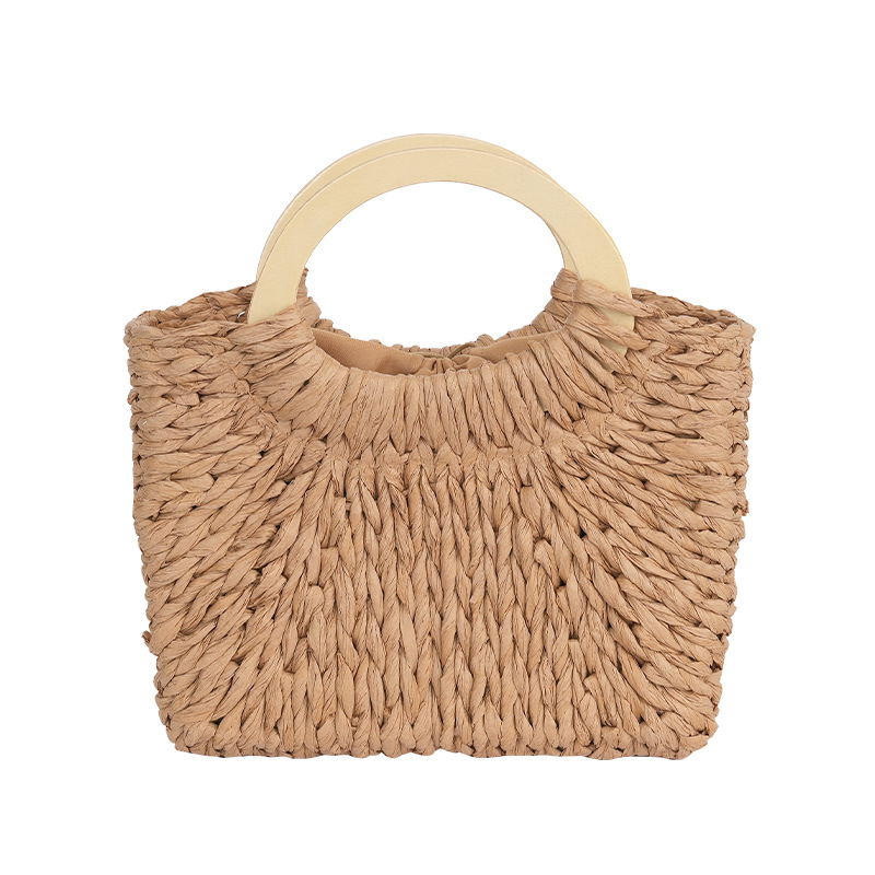Niche Handheld Paper Rope Woven Bag Outing New Vacation Leisure Beach Bag Women's Handmade Basket Bag