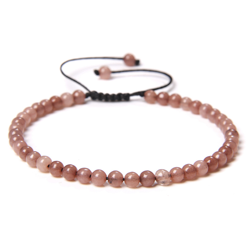 4mm stone bead handmade woven bracelet simple adjustable drawstring women's bracelet