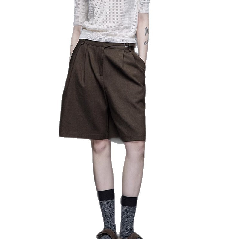 Coffee Color Casual Bermuda Shorts Women's 2025 Spring New Niche Simple