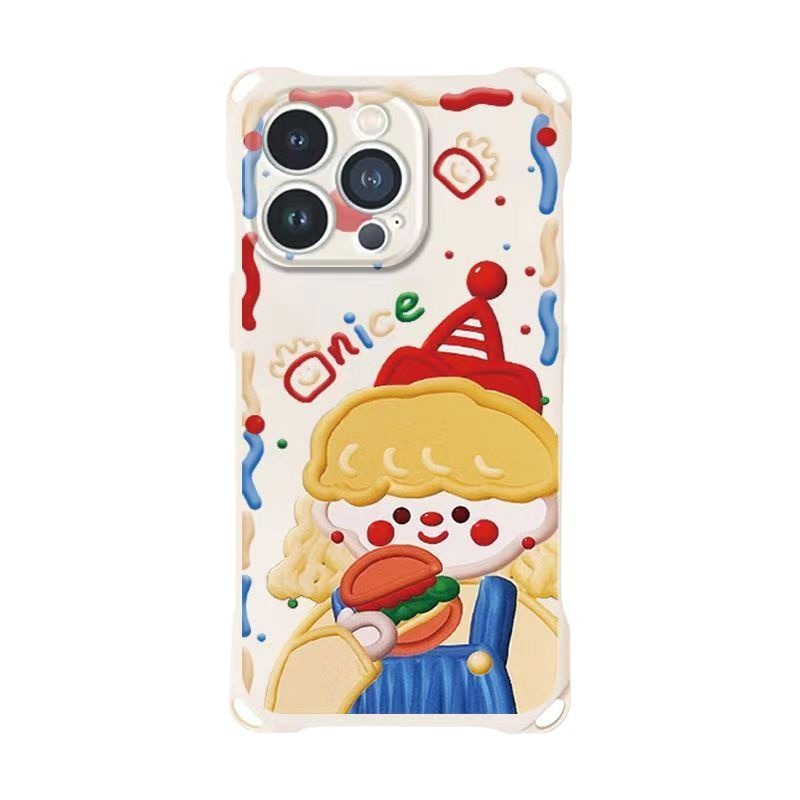Hamburger girl compatible Apple 15 Pro Max diagonal phone case iPhone 14 anti-drop 13 wrist strap 12/11 soft x