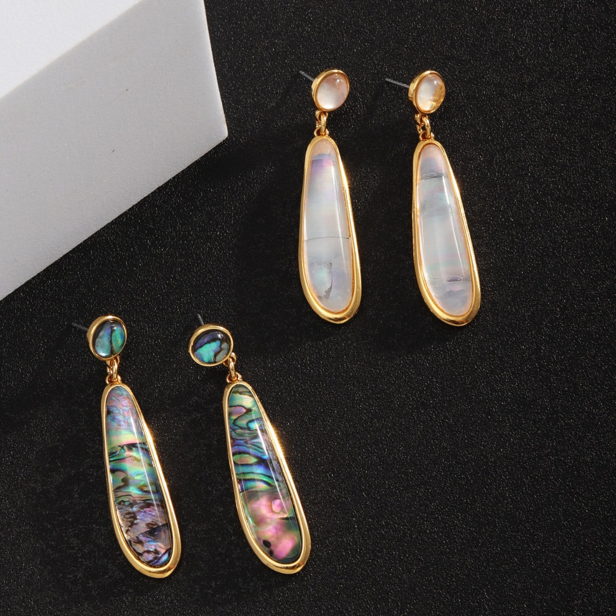 Wind Accessories Design Development Abalone Shell Long Texture Earrings Women