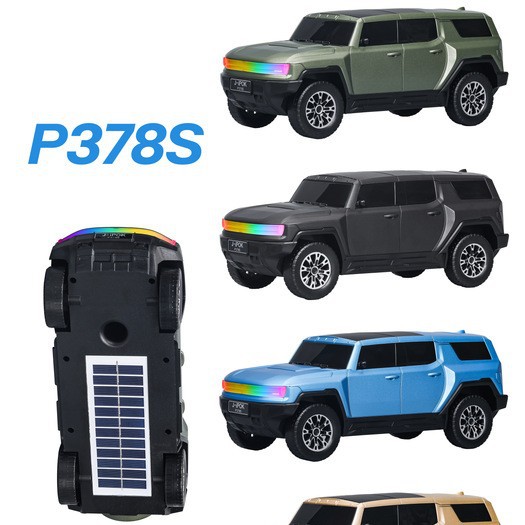 Off-road SUV car model audio colorful light subwoofer microphone integrated K-song solar speaker P378