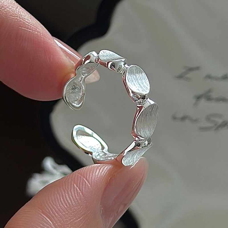 S925 sterling silver minimalist brushed bean grain ring