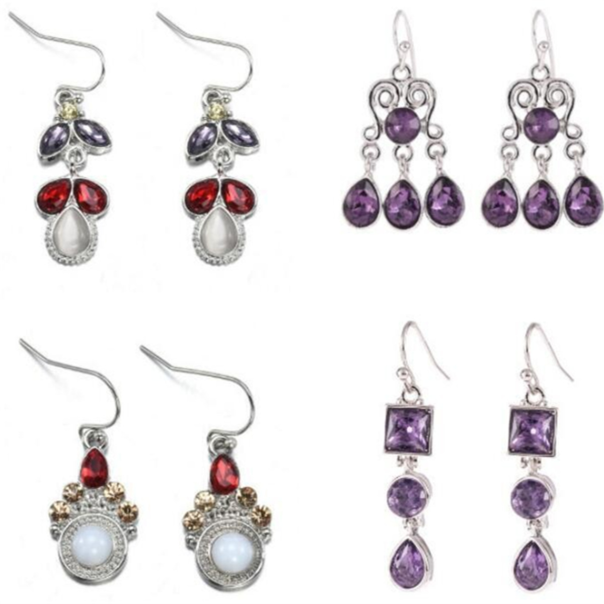 Ruby Topaz Drop Earrings Women's Wedding Moonstone Earrings Jewelry