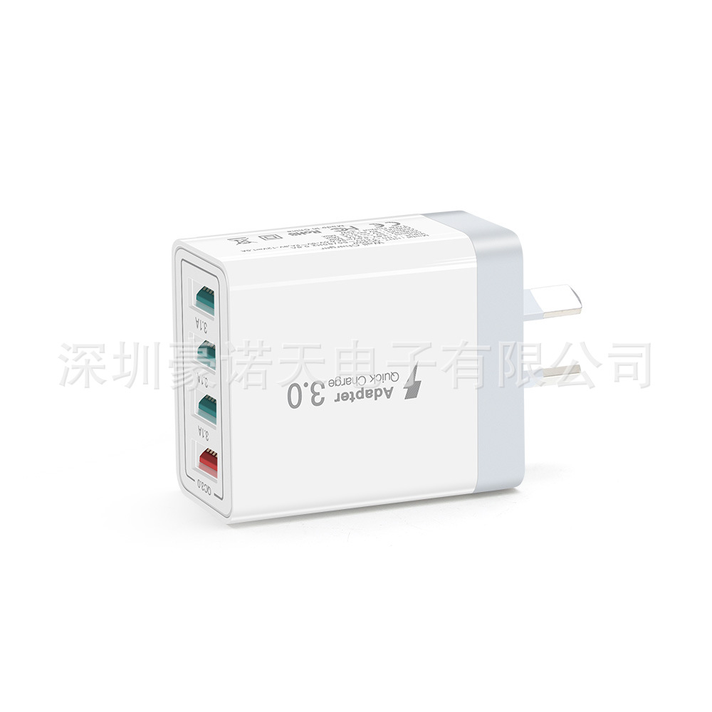4 USB Smart Multi-Port Charger QC3.0 Charger 5V3A Phone Fast Charging Head EU US UK 9V2A