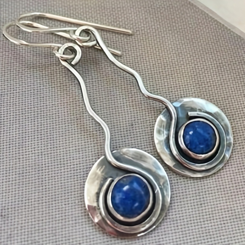 Women's Earrings Natural Stone Drop Earrings Style Aquamarine Ear Accessories Independent Station Enamel Jewelry