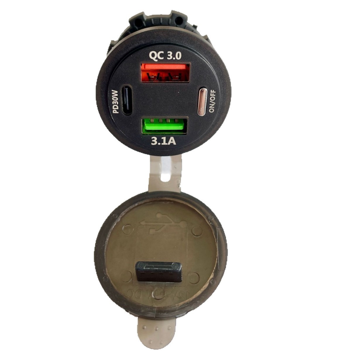 Modified Car Motorcycle Electric Vehicle Three-Port Design Dual USB+PD Fast Charge Switch Car Charger