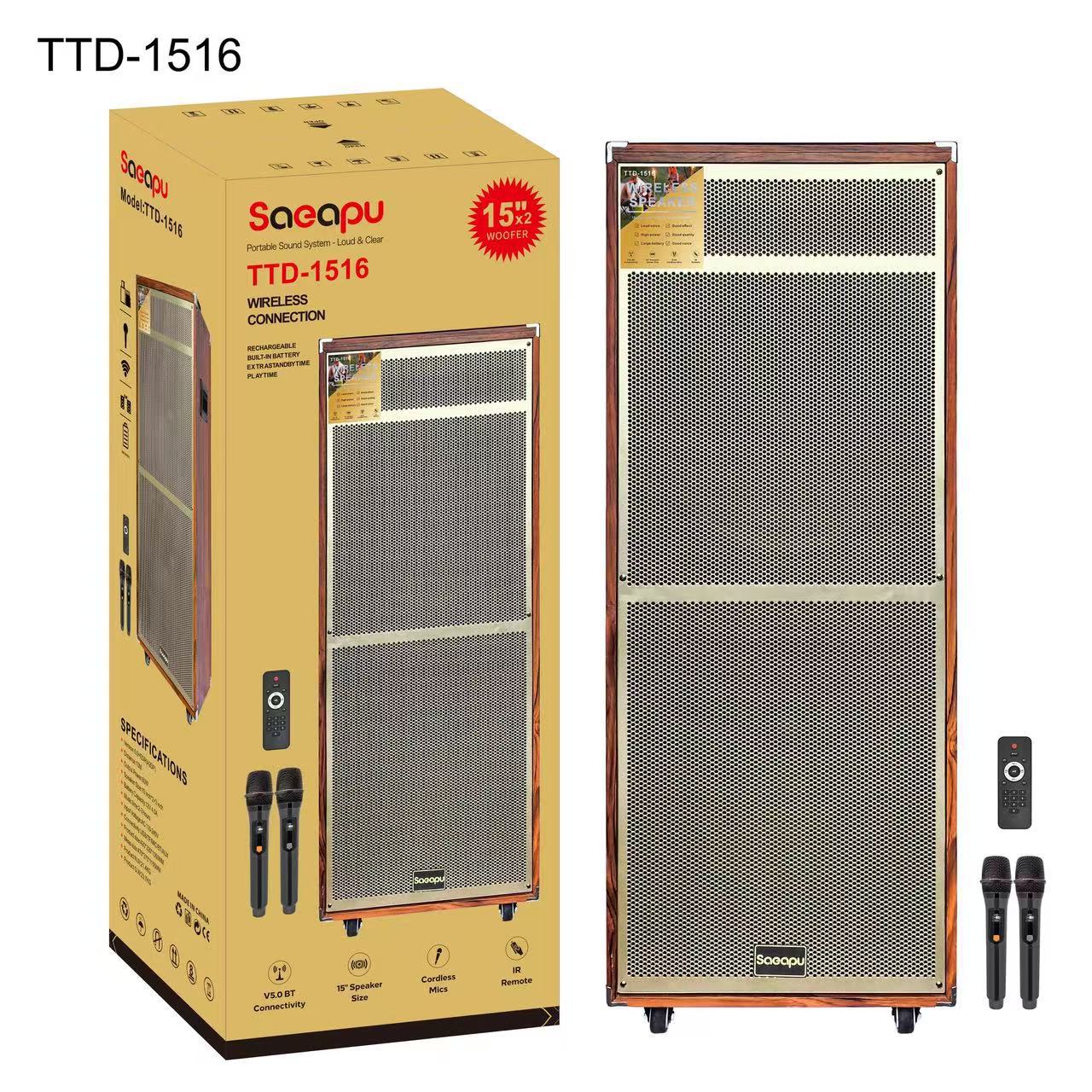 Dedicated Dual 15-inch Bluetooth Microphone Heavy Bass Outdoor Square Dance Speaker Wireless Microphone Speaker