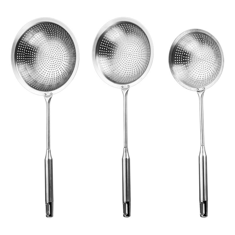 201 stainless steel slotted spoon household kitchen noodle spoon dense hole slotted spoon filter mesh frying strainer large size skimmer