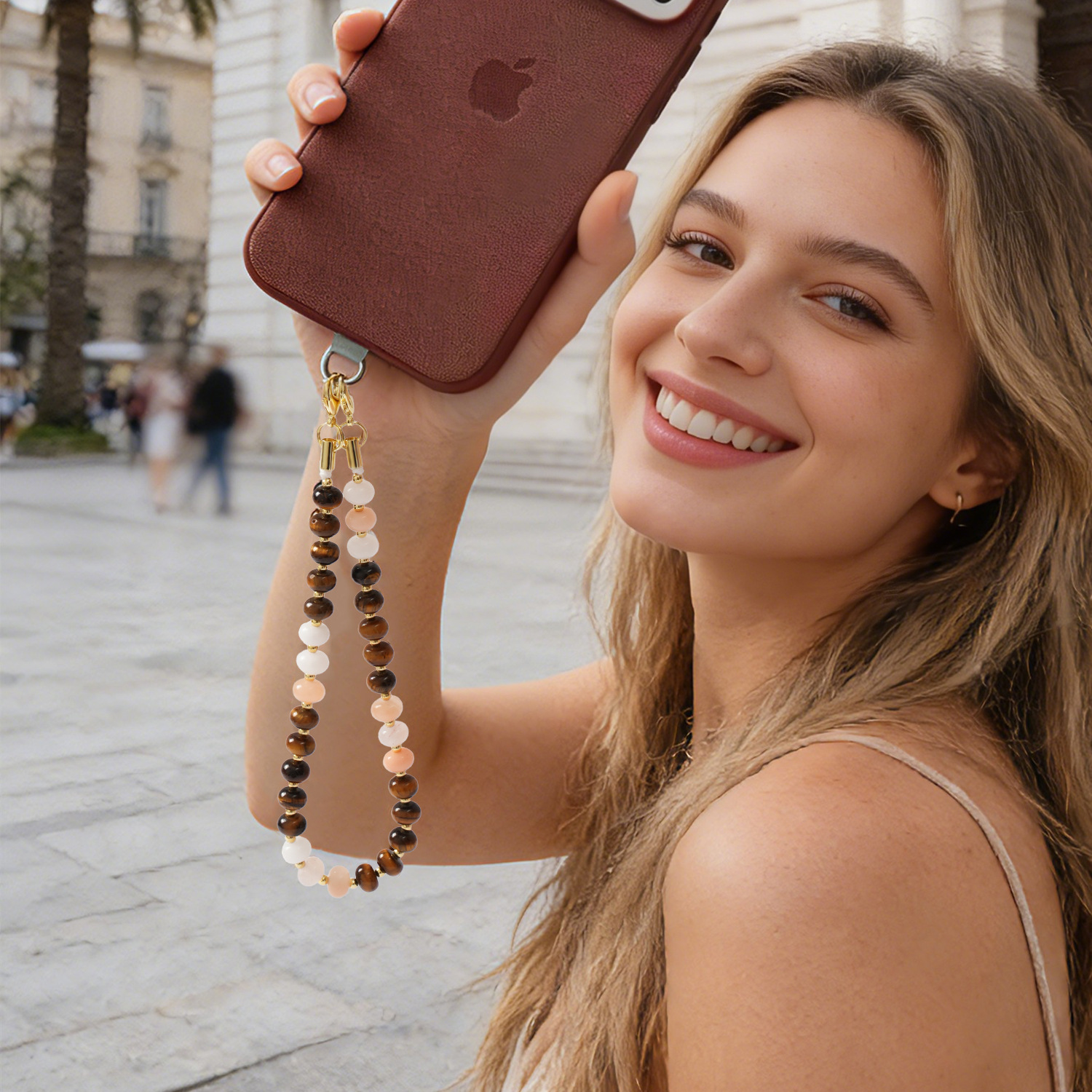 New Natural Stone Phone Chain Original Street Style Anti-loss Phone Lanyard for Women