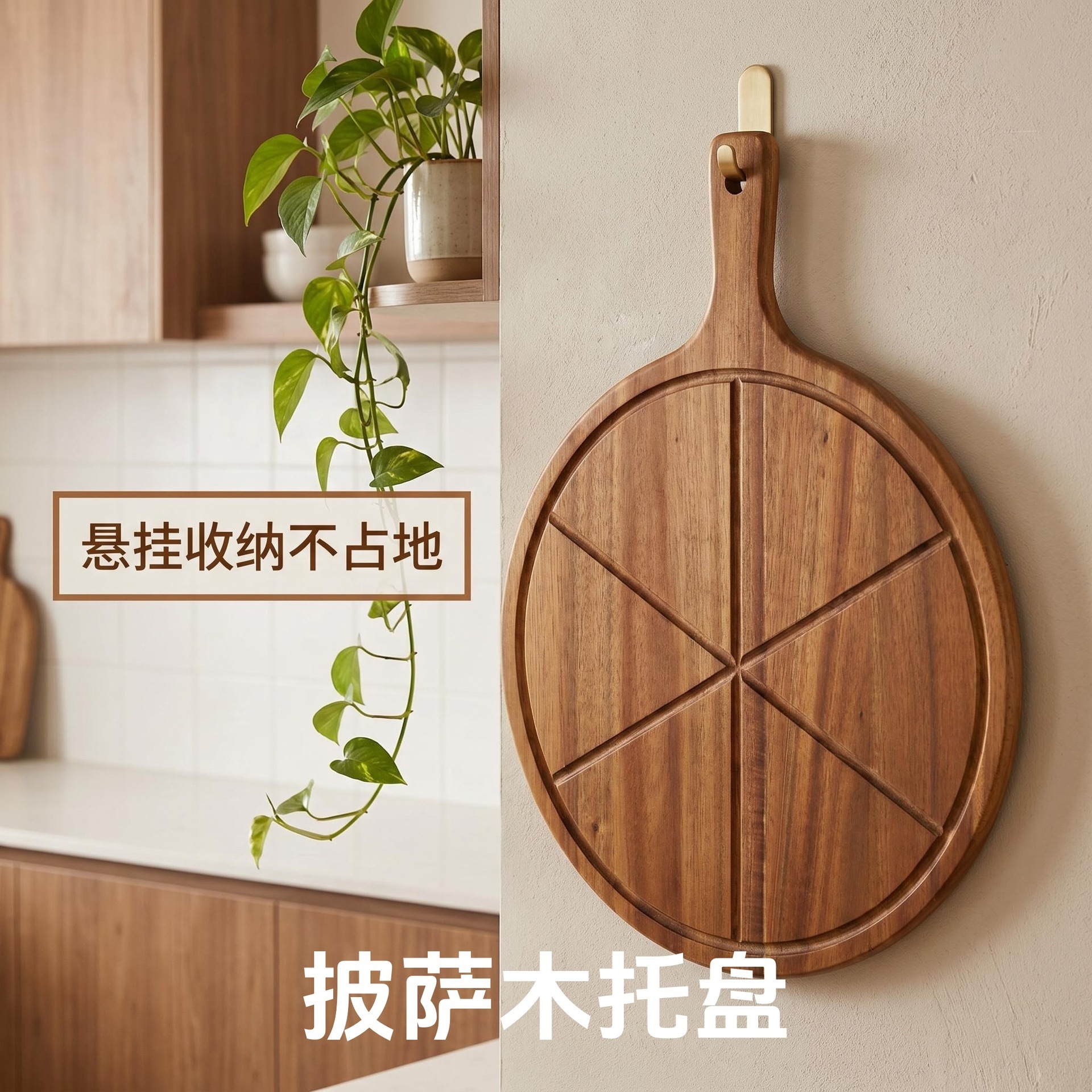 Acacia wood pizza tray commercial Western restaurant steak bread tray solid wood cake serving plate household baking wooden tray