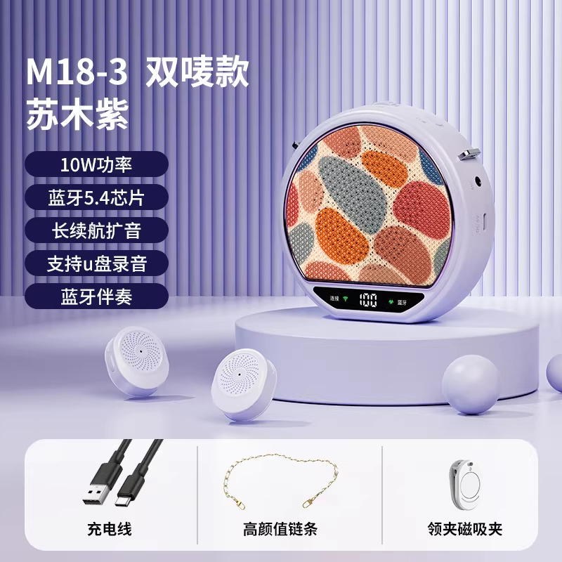New Little Bee Amplifier for Teachers, Lecturers, with Wireless Magnetic Clip-on Lapel Microphone